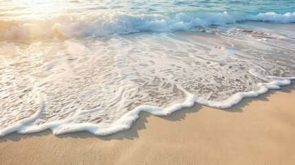 Beach with light colored sand and waves created by the wind. Generative AI