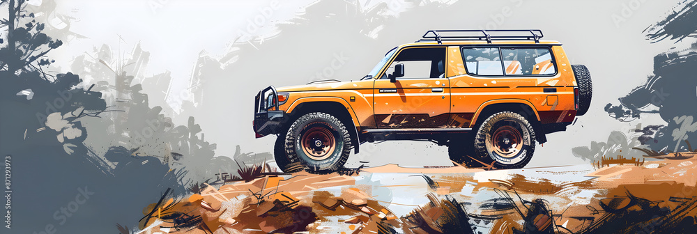 Sticker Car illustration, track car, off road car.