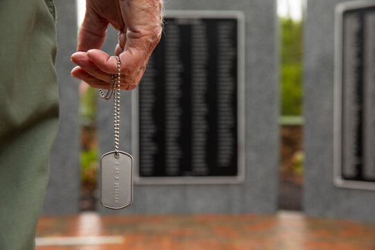 military War Veteran Portrait with dog tag 
