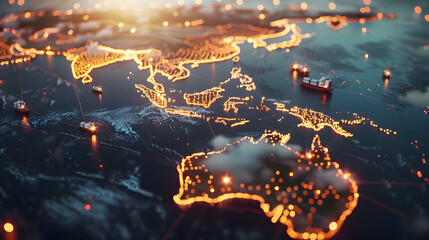 Fototapeta premium Global Network of Shipping Routes and Distribution Centers: Building a More Efficient Logistics System