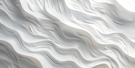 Obraz premium White Textured Wall Background with Abstract Waves Minimalist Design