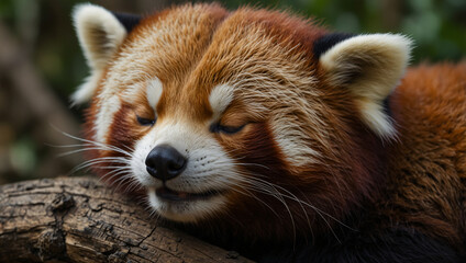 Obraz premium red panda on the tree