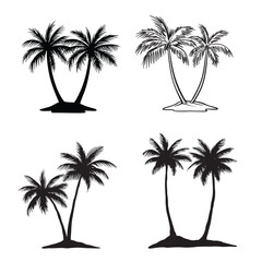 Fototapeta premium Silhouette palm beach vector collection