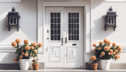 A white front door 