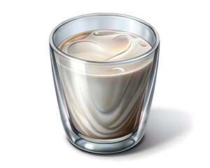 Milk in a glass isolated on white background. 3D illustration.