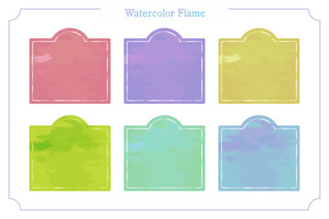 水彩風テクスチャのフレームセット。デザインのアクセントに。