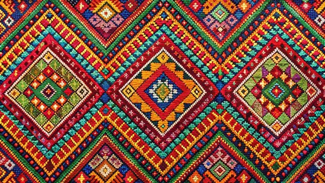Intricate handwoven Indian patola design featuring vibrant colors and geometric patterns, Indian, tradition, weaving
