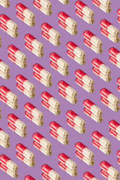 Seamless pattern of pills placed in diagonal rows