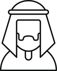 Simple black and white line drawing of an arab man wearing a keffiyeh