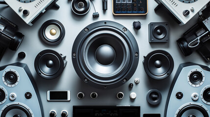several audio system devices such as speakers and tone control