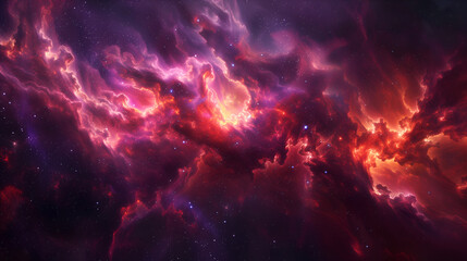 Naklejka premium amazing nebula wallpaper for background, with dark red and purple tones, space background, stars in the sky