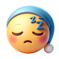 3D Sleeping face three-dimensional emoji. isolated on white background