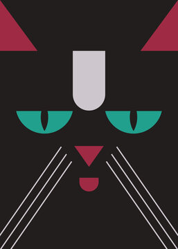 Geometric portrait of black cat.