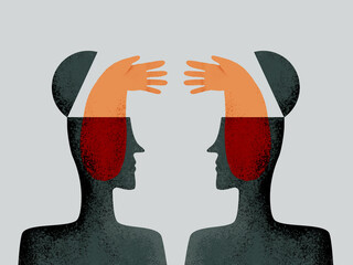 Business persons extending hands