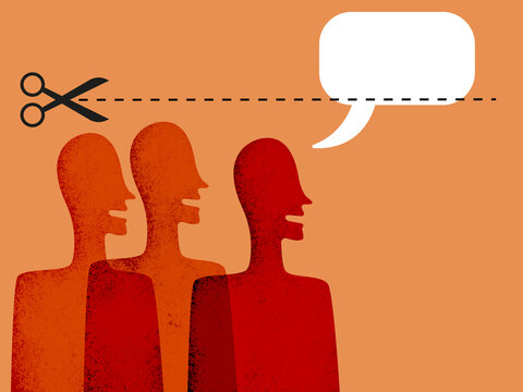 Standing men and speaking person