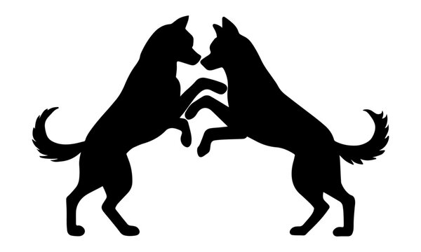 recommend clip art: 喧嘩する犬のシルエット