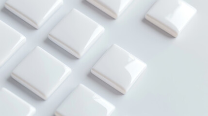 Buttons Set for User Interface, Simple White Gray 3D