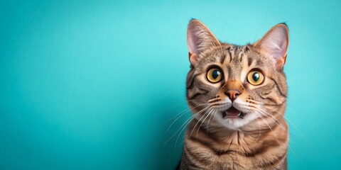 Obraz premium A cat with its mouth open and eyes wide open staring at the camera