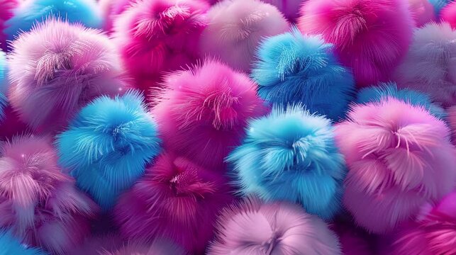 Pastel fluffy cute balls background tile video