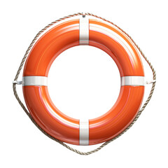 Orange Lifebuoy Isolated on Transparent Background