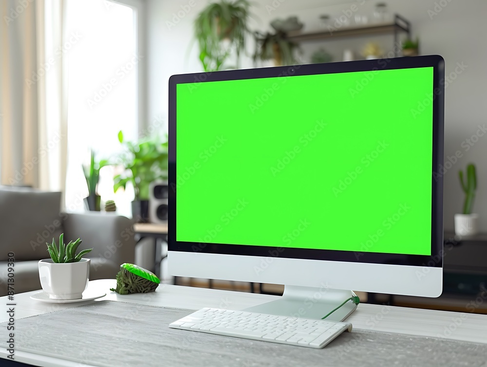 Aufkleber Modern Desktop Computer with Green Screen