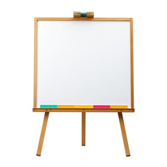 Wooden Easel with Whiteboard on Transparent Background