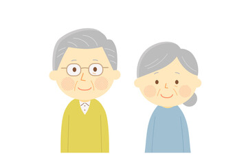 笑顔で正面を向いている高齢者夫婦のベクターイラスト