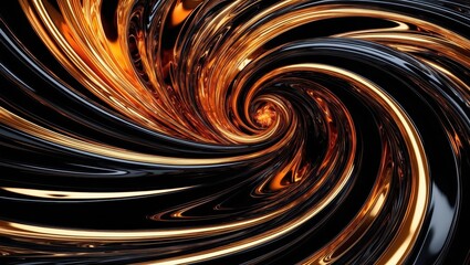 In a mesmerizing swirl of black, and golden, accentuated by a vibrant glow