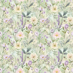 Floral variety color, form nature, seamless fabric pattern.