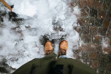 Person Standing On Icy Ground