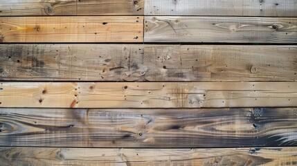 Wooden planks stacked horizontally, weathered texture and grain detail