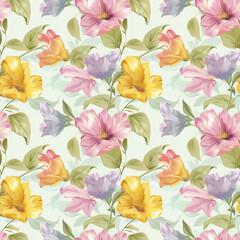 Floral variety color, form nature, seamless fabric pattern.