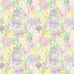 Floral variety color, form nature, seamless fabric pattern.