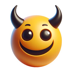 3D Smiling face with horns three-dimensional emoji. isolated on white background