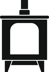 Black silhouette of a modern metal stove burning wood, a source of warmth and comfort during cold winter days