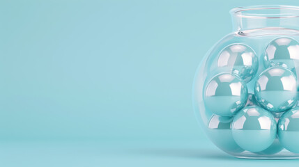 Glass Balls Blue 3D Shiny Spheres Collection Closeup