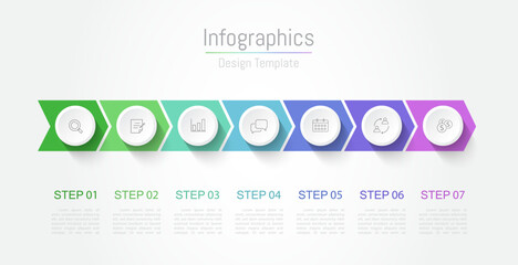 Infographic 7 options design elements for your business data. Vector Illustration.