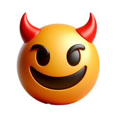 3D Smiling face with horns three-dimensional emoji. isolated on white background
