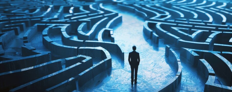 Reflections of Resilience: Entrepreneur navigating a maze of mirrors amid business challenges