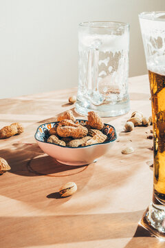 Empty beer mugs.