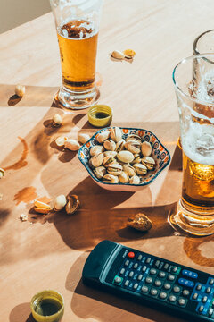 Beer, snacks and movie.