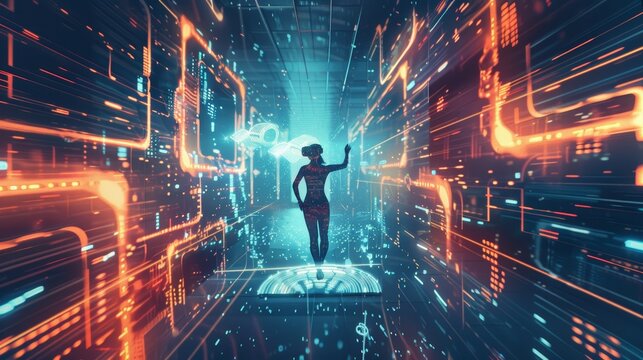 Virtual Reality Business Training Obstacle Course with Holographic Hurdles - Powered by Adobe