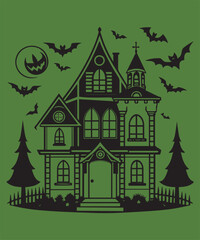 Set of black Halloween silhouettes. Collection of Halloween themed items in black bold graphic style with witches, pumpkins, scary characters. Vector illustration isolated on white