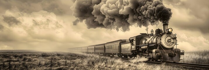 Fototapeta premium A classic black and white photo of a train. Perfect for vintage or transportation-themed designs