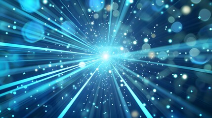 Naklejka premium Abstract blue light trails in the dark, motion blur effect