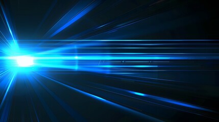 Abstract blue light trails in the dark, motion blur effect