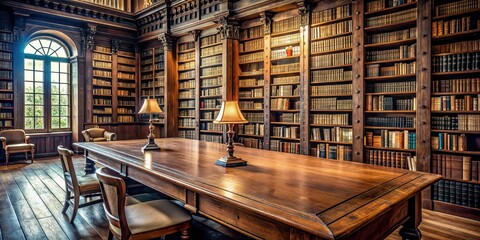 Old classic library with books on table, library, vintage, old, books, table, education, literature, reading, academic