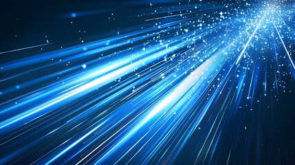 Abstract blue light trails in the dark, motion blur effect