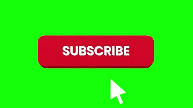 illustration of a red subscribe button on a green screen background