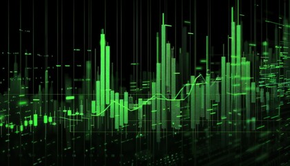 Fototapeta premium simple trading chart goes up bottom up green only bars black background